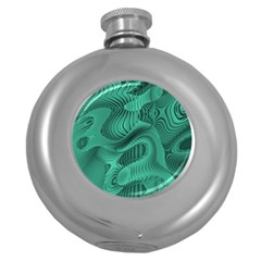 Biscay Green Swirls Round Hip Flask (5 Oz) by SpinnyChairDesigns