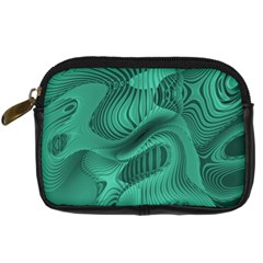 Biscay Green Swirls Digital Camera Leather Case by SpinnyChairDesigns