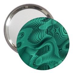 Biscay Green Swirls 3  Handbag Mirrors by SpinnyChairDesigns