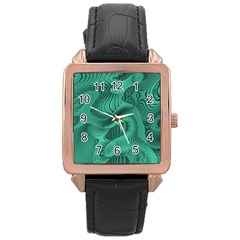 Biscay Green Swirls Rose Gold Leather Watch  by SpinnyChairDesigns