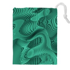 Biscay Green Swirls Drawstring Pouch (4xl) by SpinnyChairDesigns