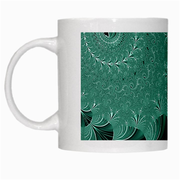 Biscay Green Black Spirals White Mugs