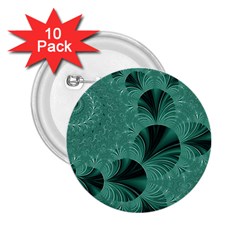 Biscay Green Black Spirals 2 25  Buttons (10 Pack)  by SpinnyChairDesigns