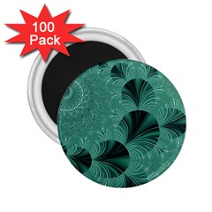 Biscay Green Black Spirals 2 25  Magnets (100 Pack)  by SpinnyChairDesigns