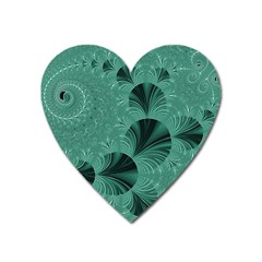 Biscay Green Black Spirals Heart Magnet by SpinnyChairDesigns