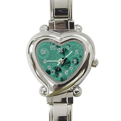 Biscay Green Black Spirals Heart Italian Charm Watch by SpinnyChairDesigns