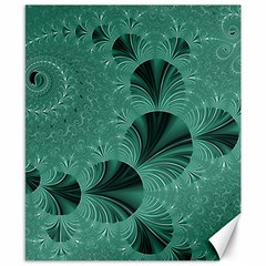 Biscay Green Black Spirals Canvas 8  X 10  by SpinnyChairDesigns