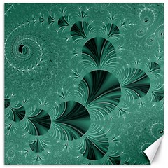 Biscay Green Black Spirals Canvas 12  X 12  by SpinnyChairDesigns