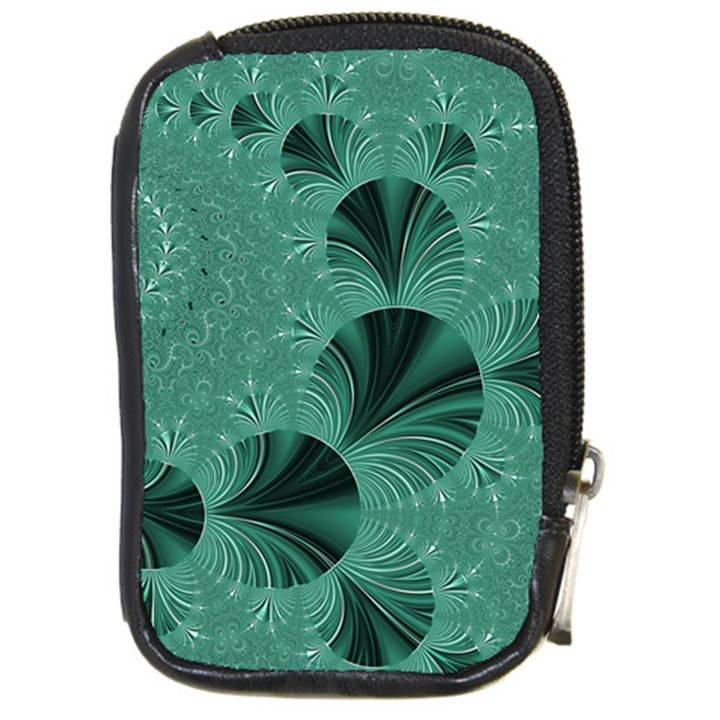 Biscay Green Black Spirals Compact Camera Leather Case