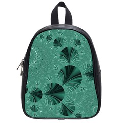 Biscay Green Black Spirals School Bag (small) by SpinnyChairDesigns