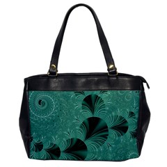 Biscay Green Black Spirals Oversize Office Handbag by SpinnyChairDesigns