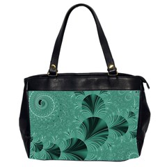 Biscay Green Black Spirals Oversize Office Handbag (2 Sides) by SpinnyChairDesigns