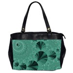 Biscay Green Black Spirals Oversize Office Handbag (2 Sides) Front