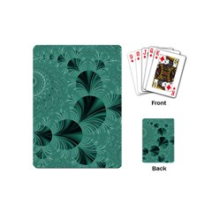 Biscay Green Black Spirals Playing Cards Single Design (mini) by SpinnyChairDesigns