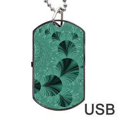 Biscay Green Black Spirals Dog Tag Usb Flash (one Side) by SpinnyChairDesigns