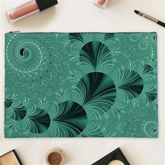 Biscay Green Black Spirals Cosmetic Bag (xxl) by SpinnyChairDesigns