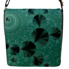 Biscay Green Black Spirals Flap Closure Messenger Bag (s) by SpinnyChairDesigns