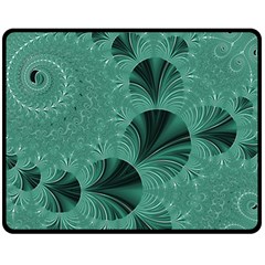 Biscay Green Black Spirals Double Sided Fleece Blanket (medium)  by SpinnyChairDesigns