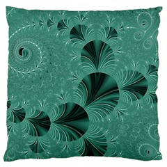 Biscay Green Black Spirals Large Flano Cushion Case (one Side)