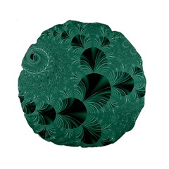 Biscay Green Black Spirals Standard 15  Premium Flano Round Cushions