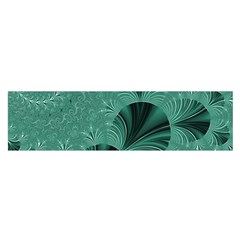 Biscay Green Black Spirals Satin Scarf (oblong) by SpinnyChairDesigns