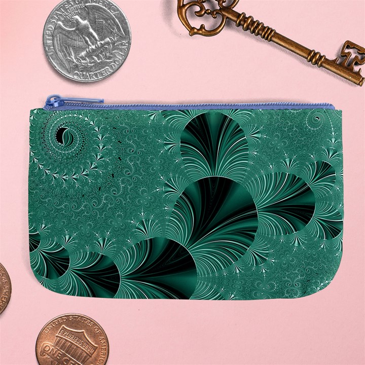 Biscay Green Black Spirals Large Coin Purse