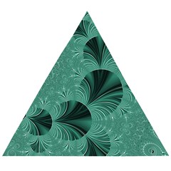 Biscay Green Black Spirals Wooden Puzzle Triangle by SpinnyChairDesigns