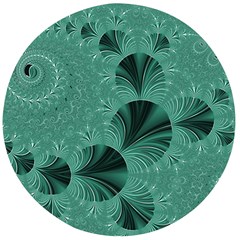 Biscay Green Black Spirals Wooden Bottle Opener (round) by SpinnyChairDesigns