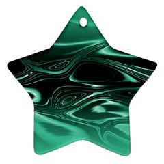 Biscay Green Black Swirls Ornament (star) by SpinnyChairDesigns