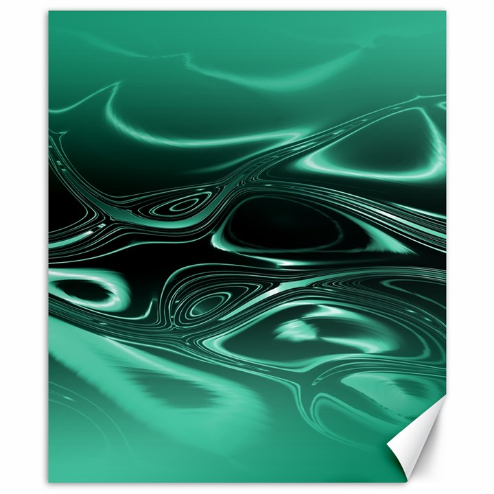 Biscay Green Black Swirls Canvas 8  x 10 