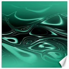 Biscay Green Black Swirls Canvas 12  X 12  by SpinnyChairDesigns