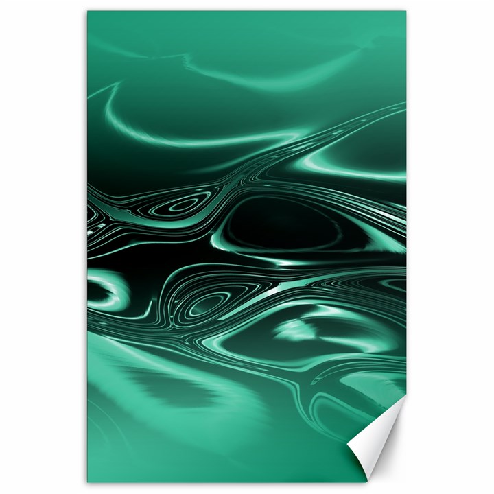 Biscay Green Black Swirls Canvas 20  x 30 