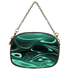 Biscay Green Black Swirls Chain Purse (two Sides) by SpinnyChairDesigns