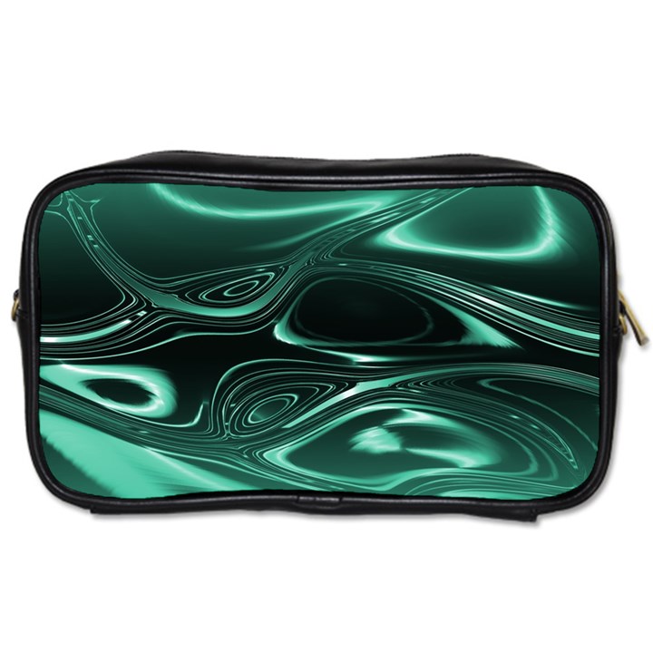 Biscay Green Black Swirls Toiletries Bag (Two Sides)