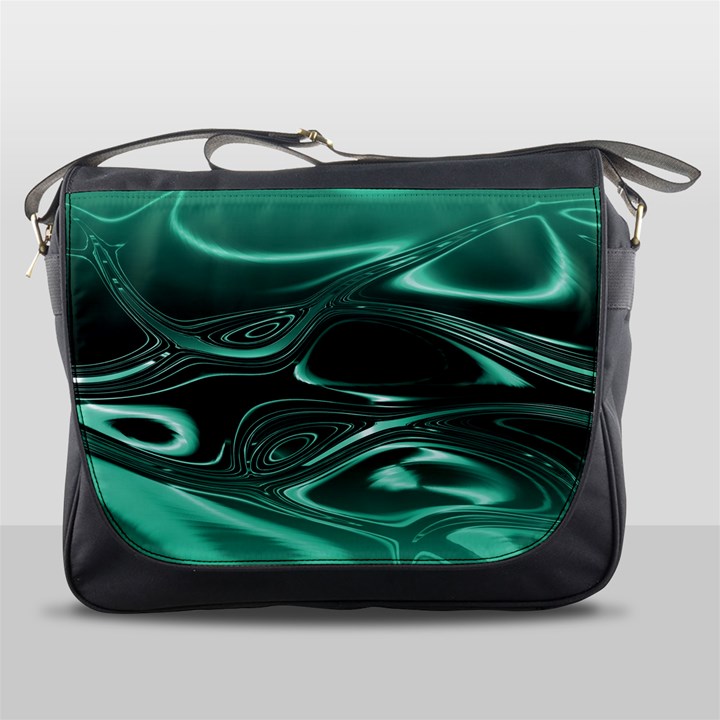 Biscay Green Black Swirls Messenger Bag