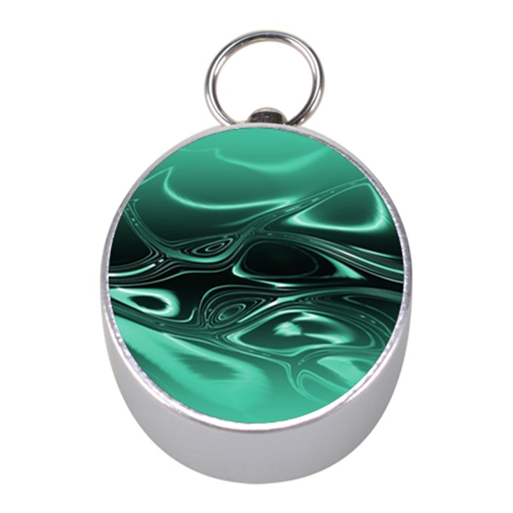 Biscay Green Black Swirls Mini Silver Compasses