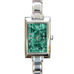 Biscay Green Black Textured Rectangle Italian Charm Watch by SpinnyChairDesigns