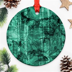 Biscay Green Black Textured Ornament (round) by SpinnyChairDesigns