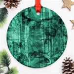 Biscay Green Black Textured Ornament (Round) Front