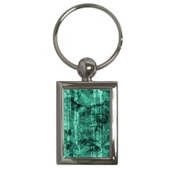 Biscay Green Black Textured Key Chain (rectangle) by SpinnyChairDesigns