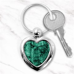 Biscay Green Black Textured Key Chain (heart) by SpinnyChairDesigns