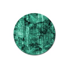 Biscay Green Black Textured Magnet 3  (round) by SpinnyChairDesigns