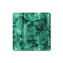 Biscay Green Black Textured Square Magnet by SpinnyChairDesigns