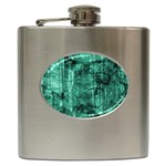 Biscay Green Black Textured Hip Flask (6 oz) Front