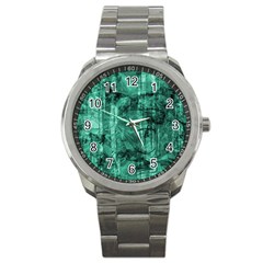 Biscay Green Black Textured Sport Metal Watch by SpinnyChairDesigns