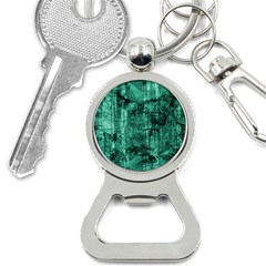 Biscay Green Black Textured Bottle Opener Key Chain by SpinnyChairDesigns