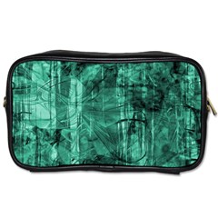 Biscay Green Black Textured Toiletries Bag (one Side) by SpinnyChairDesigns