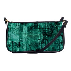 Biscay Green Black Textured Shoulder Clutch Bag by SpinnyChairDesigns