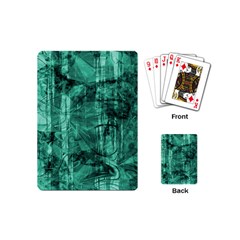 Biscay Green Black Textured Playing Cards Single Design (mini) by SpinnyChairDesigns