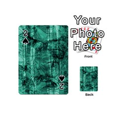 Biscay Green Black Textured Playing Cards 54 Designs (mini) by SpinnyChairDesigns